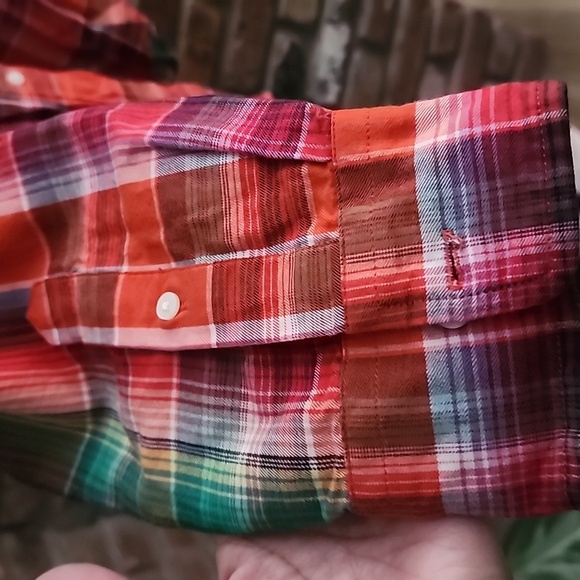 Ralph Lauren Black Label Red and Green Plaid Button Down Cotton Madras Shirt - Picture 4 of 7